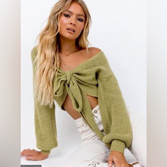 Princess Polly Roper Sweater Moss Green - Picture 1 of 4
